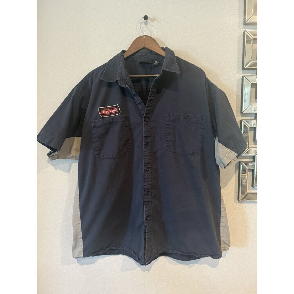 Dickies Mechanic Button Up‎ Work Shirt Short Sleeve Mens XXXL 3X Two Tone